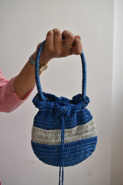 Blue Crochet Potli Bag - by SGJ Co.