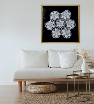 Swirly Flower Crochet Doily With Wooden Frame - Image 2