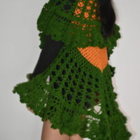 Forest & Apricot Woven Poncho